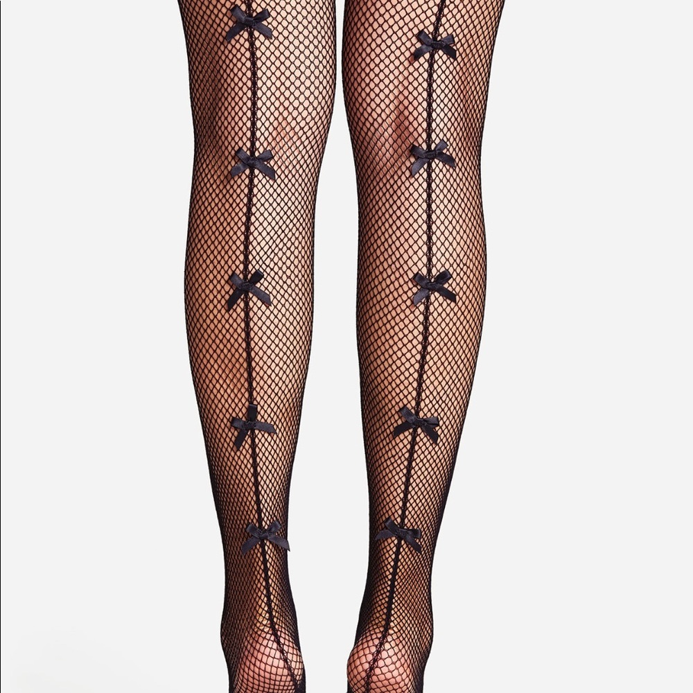 Bow Design Net Tights